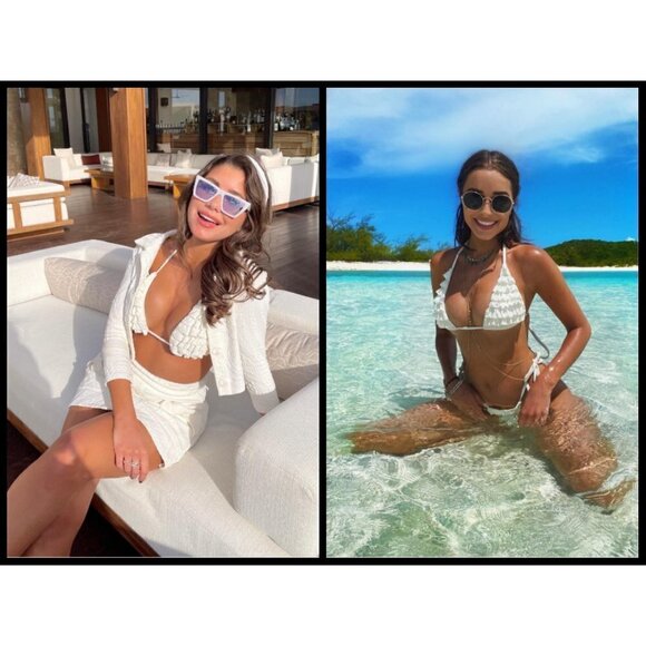 💕DEVON WINDSOR💕 Ruffle Bikini Carine Top + Cara Bottoms ~ White Zebra S NWT - Picture 8 of 16